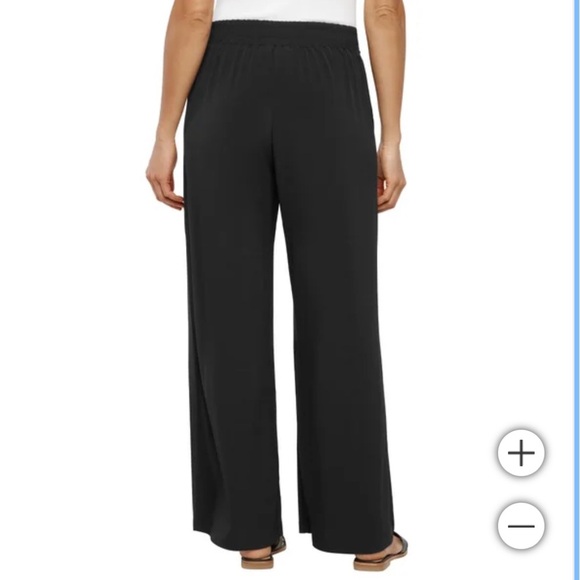 NWT Three Dots Women's Pull-On wide leg black Pant - Picture 3 of 7